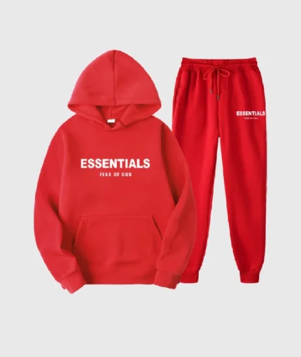 Essentials Fear of God Red Tracksuit