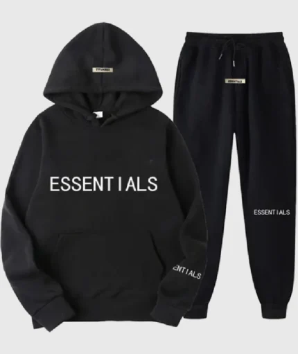 Essentials Spring Hooded Black Tracksuit