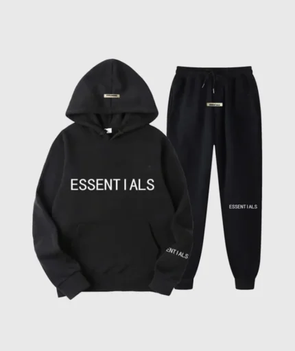 Essentials Spring Hooded Black Tracksuit